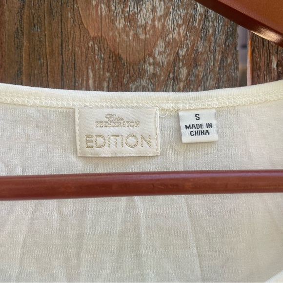 ERIN FETHERSTON Women’s Cream Circle Applique Ruffle Sleeve Dressy Shirt Small - Picture 3 of 10